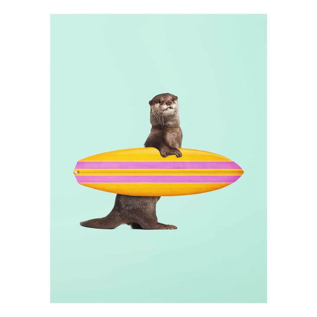 Tavlor konstutskrifter Otter With Surfboard