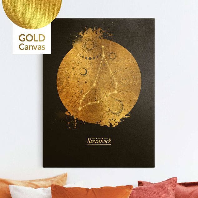 Leinwand Gold Zodiac Sign Capricorn Gray Gold