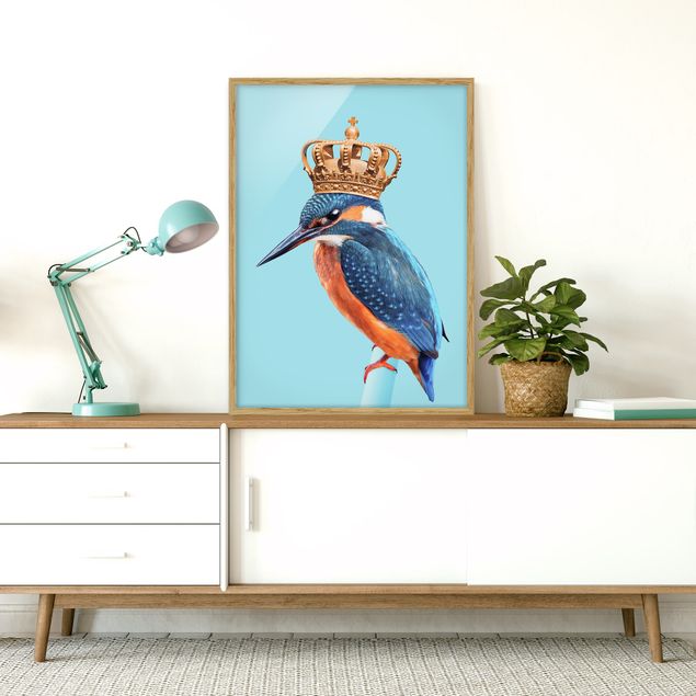 Tavlor med ram djur Kingfisher With Crown