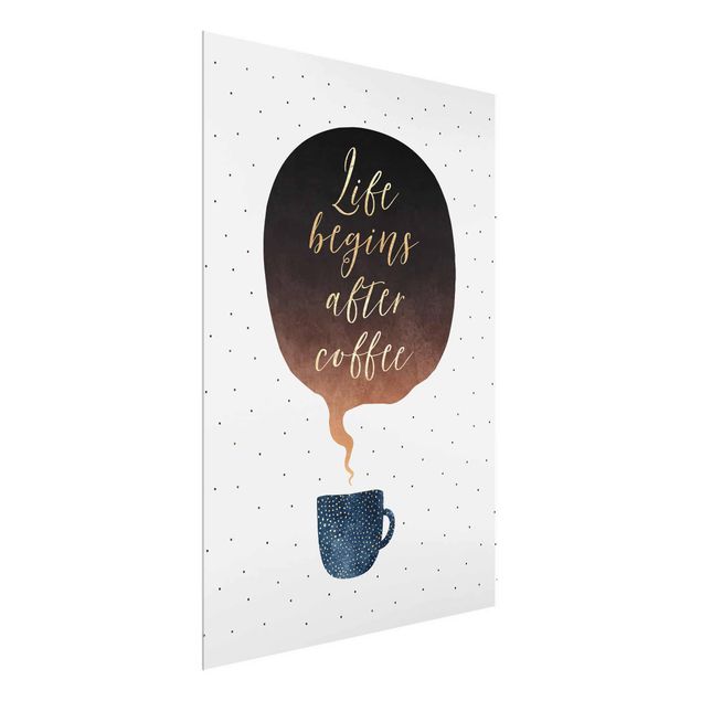 Glastavlor ordspråk Life Begins After Coffee Dots