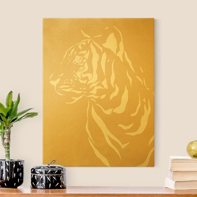 Guld Safari Animals - Portrait Tiger Beige