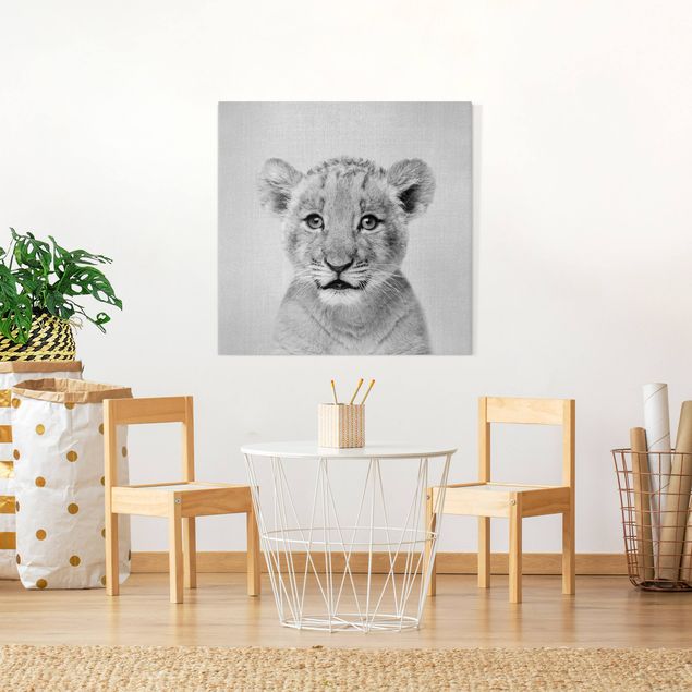 Canvastavlor lejon Baby Lion Luca Black And White
