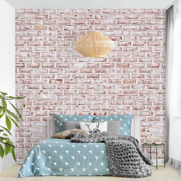 Tapeter modernt Brick Wall Shabby Painted White