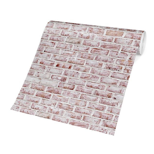 Tapeter vintage Brick Wall Shabby Painted White