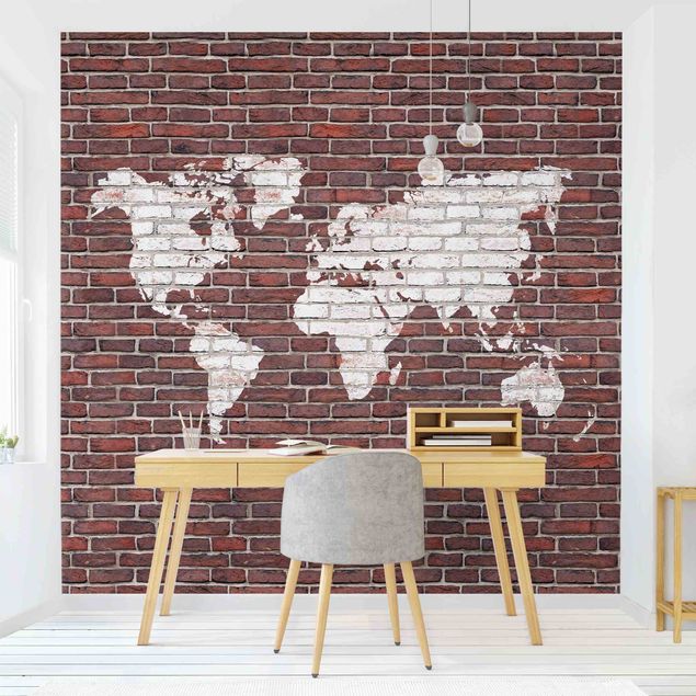 Kök dekoration Brick World Map