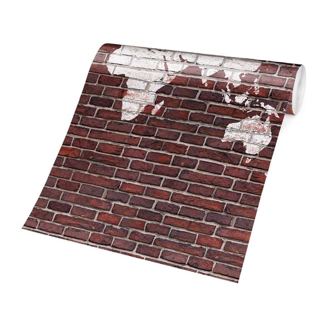 Tapeter modernt Brick World Map