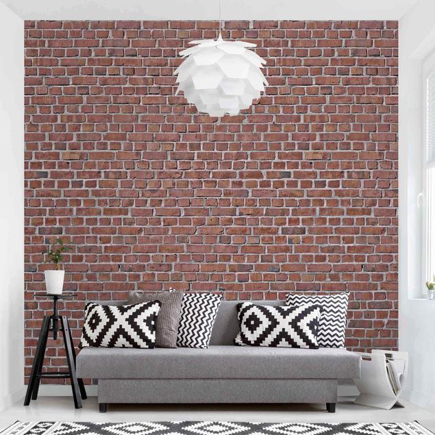 Fototapeter 3D Brick Tile Wallpaper Red