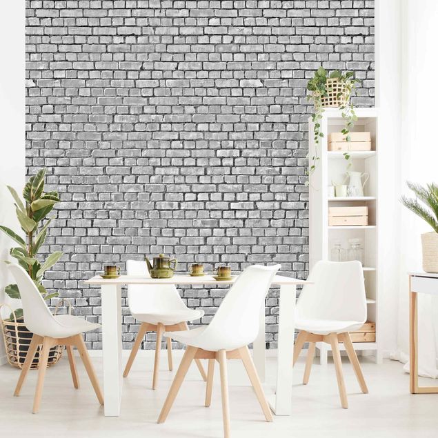 Mönstertapet Brick Tile Wallpaper Black And White