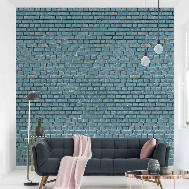Kök dekoration Brick Tile Wallpaper Turquoise Blue