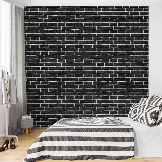 Fototapeter 3D Brick Wall Black