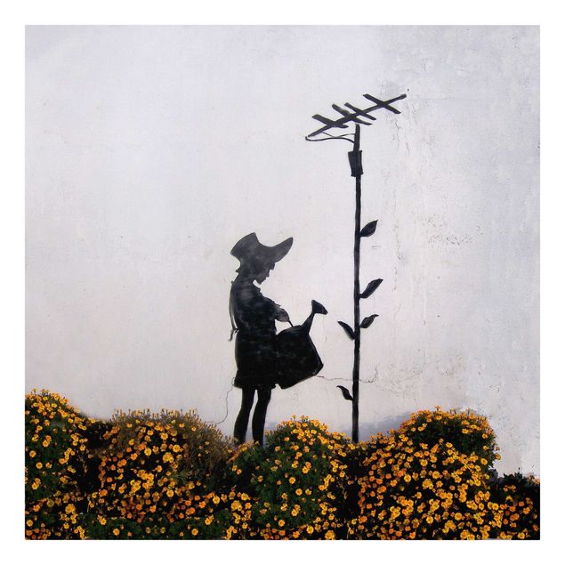 Canvastavlor Banksy - Girl With Watering can