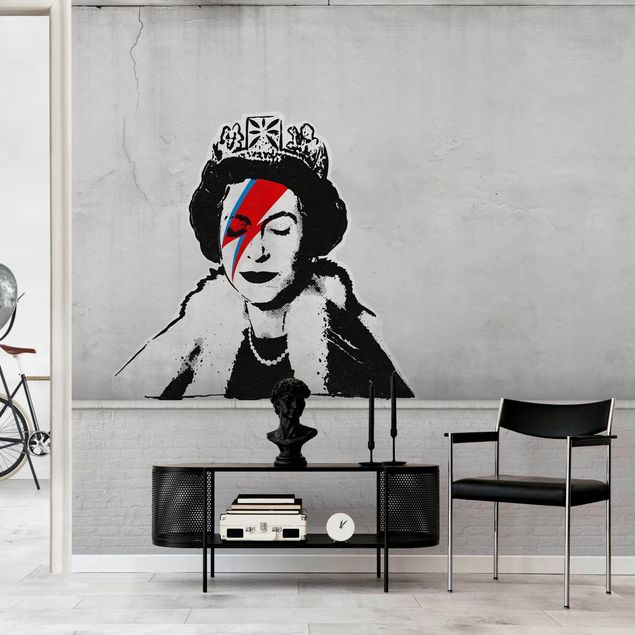Fototapeter svart och vitt Queen Lizzie Stardust - Brandalised ft. Graffiti by Banksy
