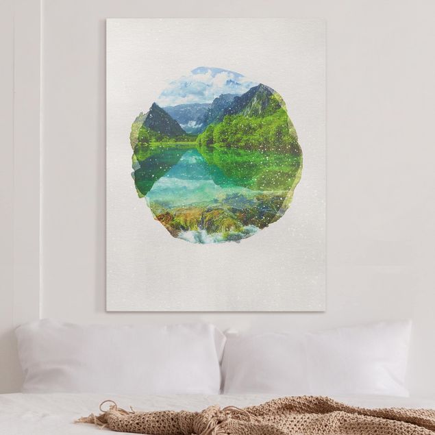 Kök dekoration WaterColours - Mountain Lake With Mirroring