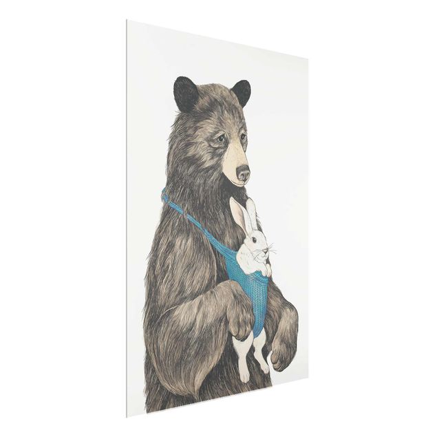 Glastavlor djur Illustration Bear And Bunny Baby