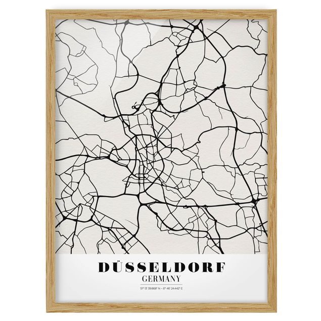 Tavlor med ram ordspråk Dusseldorf City Map - Classic