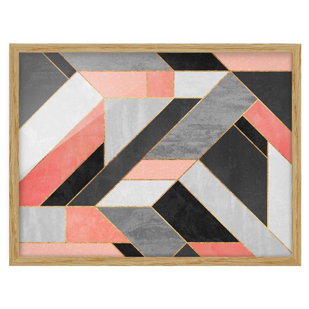 Tavlor konstutskrifter Geometry Pink And Gold