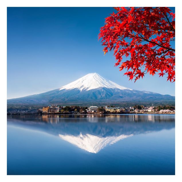 Fototapeter blå Mt. Fuji In The Fall