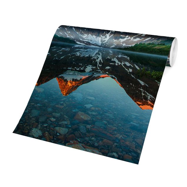 Fototapeter blå Mountain Landscape At Lake Magog In Canada