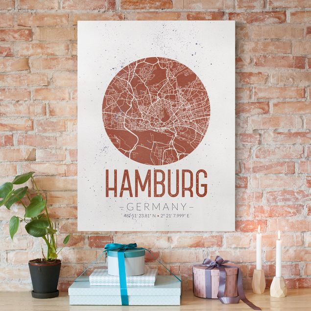 Kök dekoration Hamburg City Map - Retro
