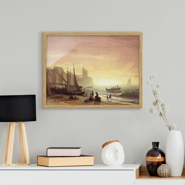 Tavlor med ram konstutskrifter Albert Bierstadt - The Fishing Fleet