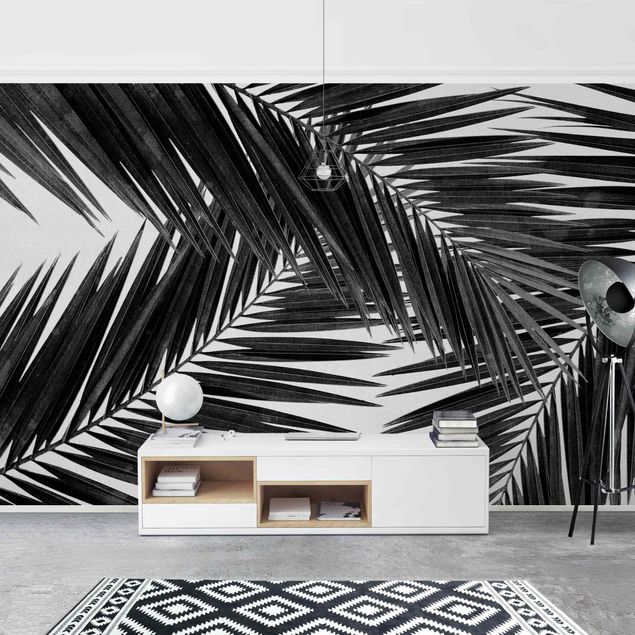 Kök dekoration View Over Palm Leaves Black And White