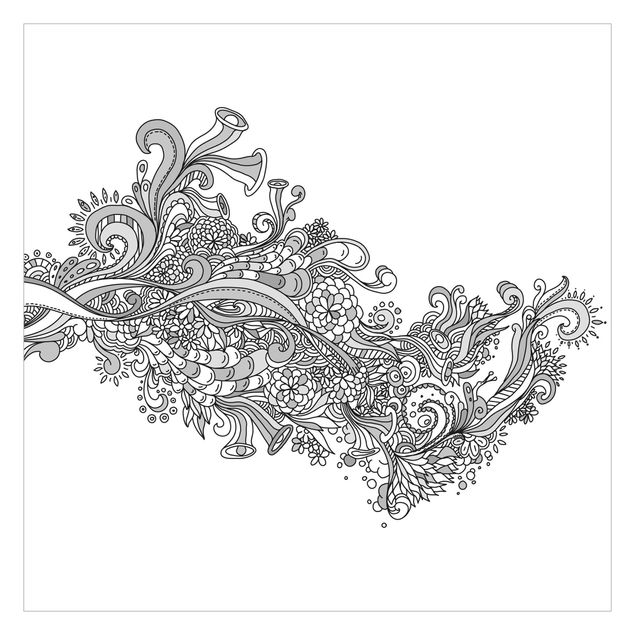Tapeter Floral Wave Black And White