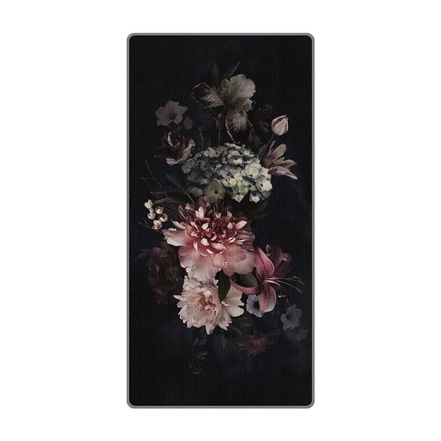 stora mattor Flowers With Fog On Black