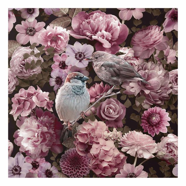 Tavlor blommor  Floral Paradise Sparrow In Antique Pink