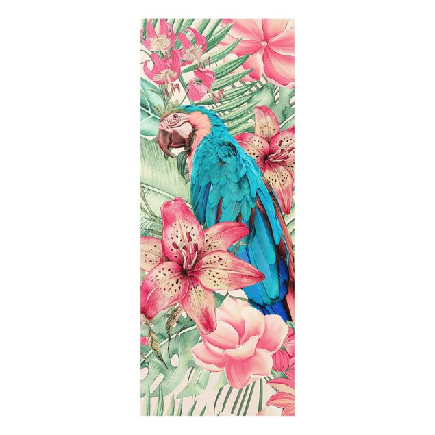 Tavlor färgglada Floral Paradise Tropical Parrot