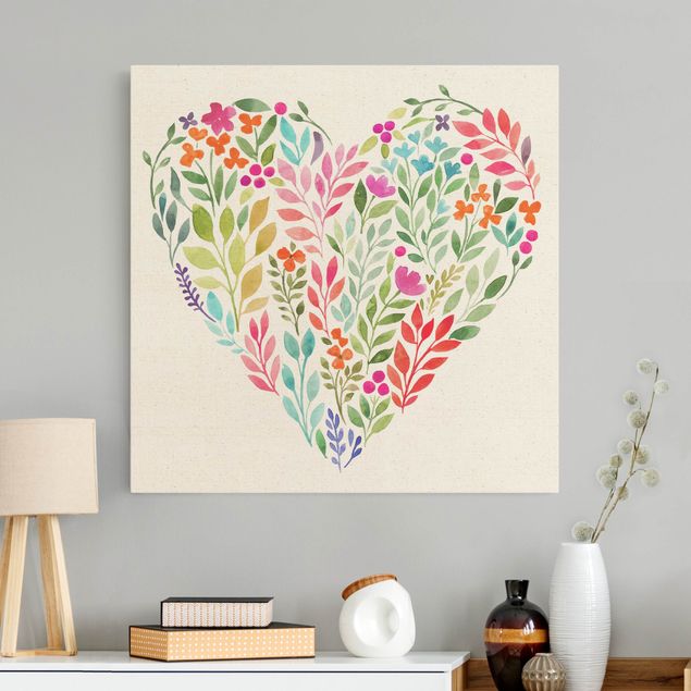 Tavlor kära Flowery Watercolour Heart-Shaped