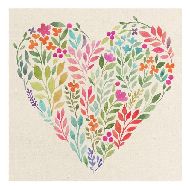 Tavlor Flowery Watercolour Heart-Shaped