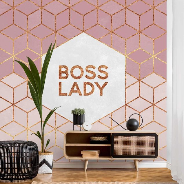 Tapeter geometrisk Boss Lady Hexagons Pink