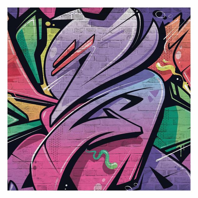 Tapeter Colourful Graffiti Brick Wall