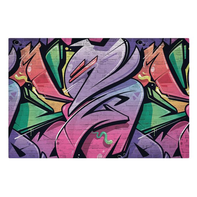 Tavlor lila Colourful Graffiti Brick Wall