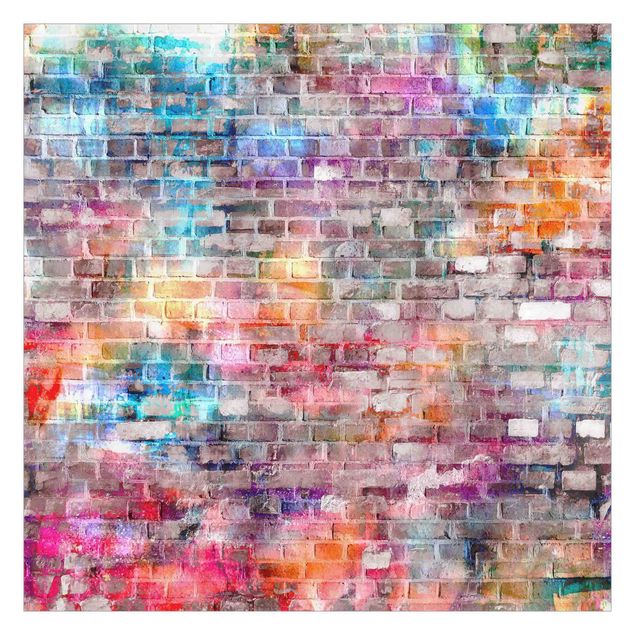 Fototapeter sten utseende Colourful Shabby Brick Wall
