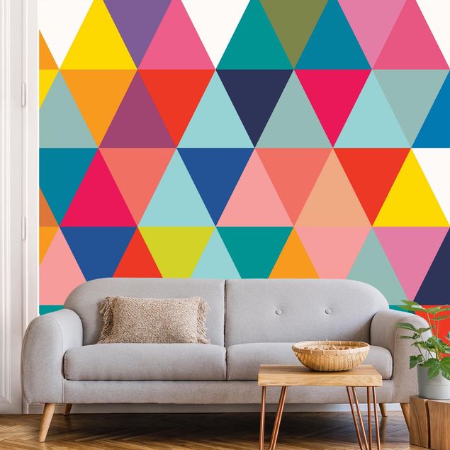 Tapeter geometrisk Colourful Triangle Pattern