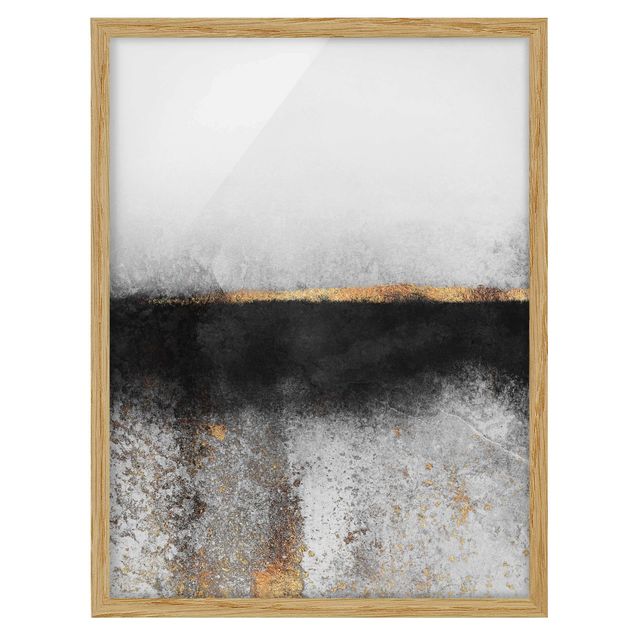 Tavlor med ram abstrakt Abstract Golden Horizon Black And White