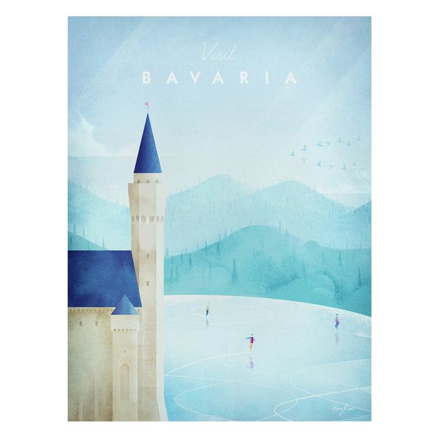 Canvastavlor konstutskrifter Travel Poster - Bavaria