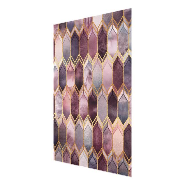 Tavlor rosa Stained Glass Geometric Rose Gold