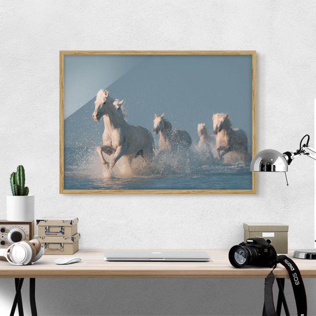 Tavlor med ram abstrakt Herd Of White Horses
