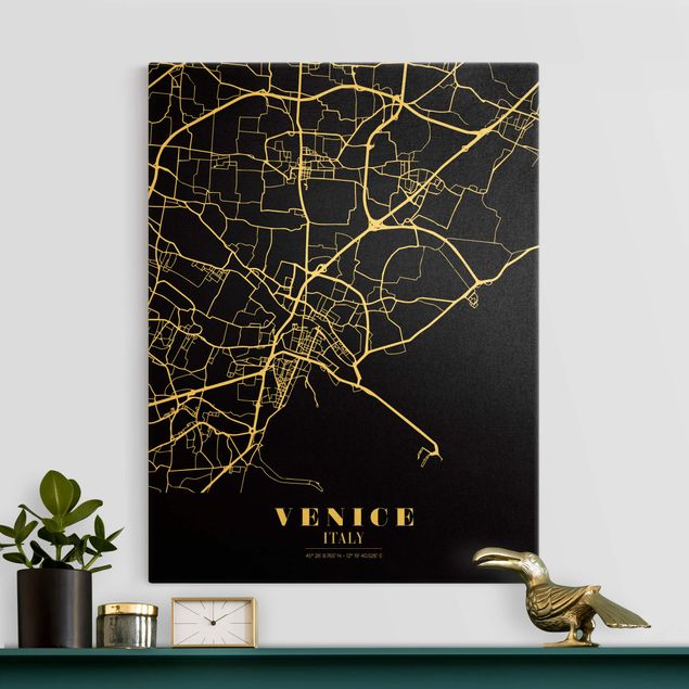 Kök dekoration Venice City Map - Classic Black