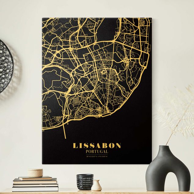 Tavlor världskartor Lisbon City Map - Classic Black
