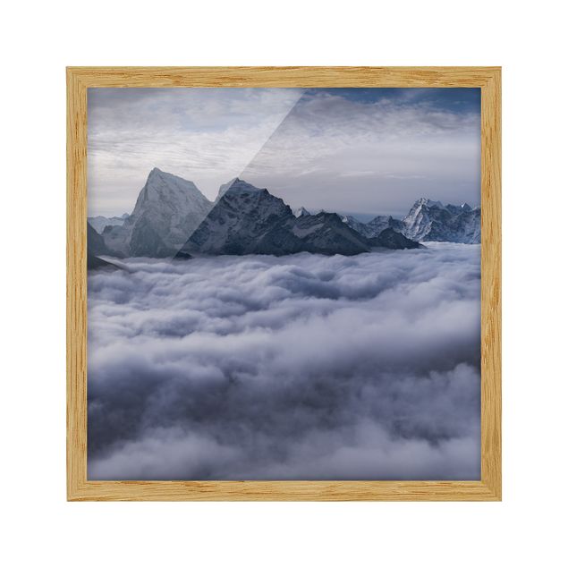 Tavlor med ram svart och vitt Sea Of ​​Clouds In The Himalayas