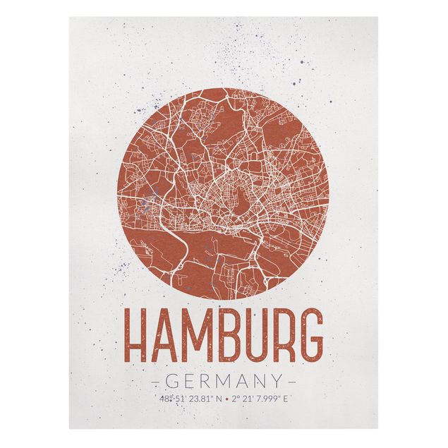 Tavlor världskartor Hamburg City Map - Retro