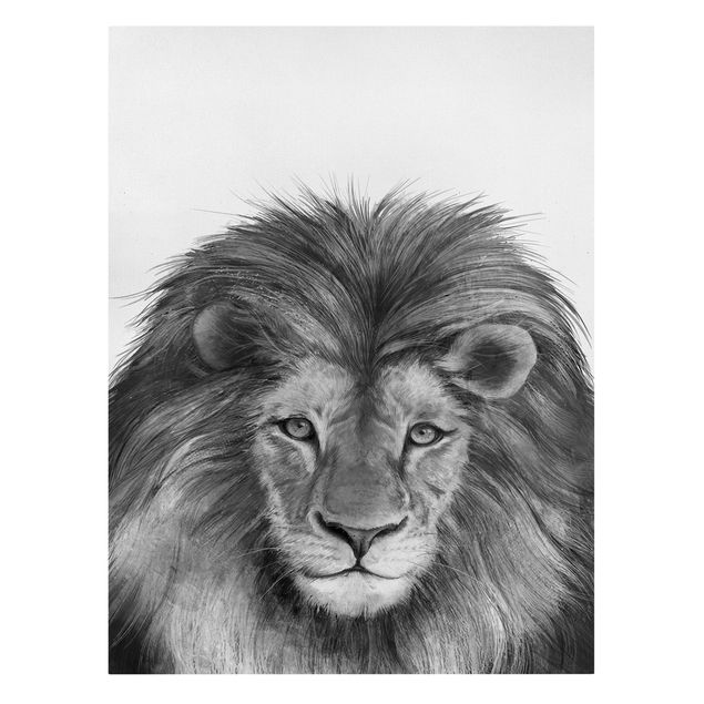 Canvastavlor svart och vitt Illustration Lion Monochrome Painting