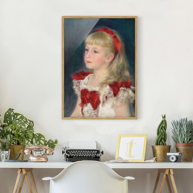 Tavlor med ram konstutskrifter Auguste Renoir - Mademoiselle Grimprel with red Ribbon