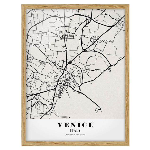 Tavlor med ram ordspråk Venice City Map - Classic
