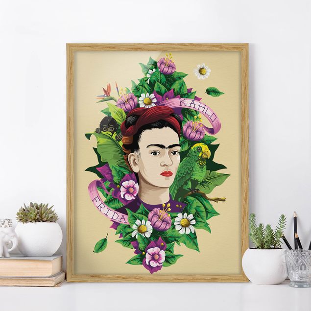 Kök dekoration Frida Kahlo - Frida, Monkey And Parrot
