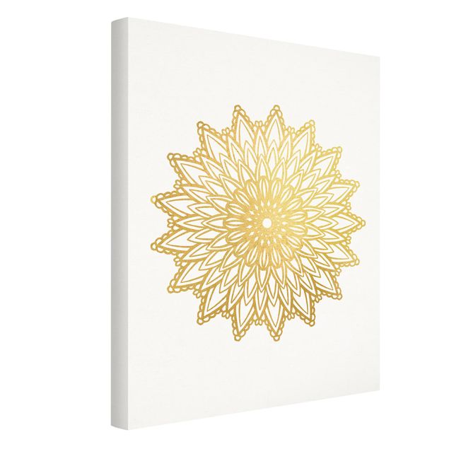 Tavlor mandalas Mandala Sun Illustration White Gold
