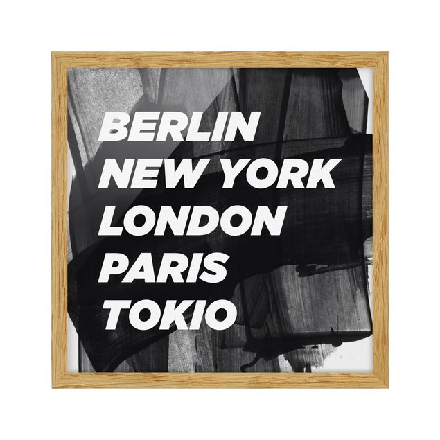 Tavlor med ram svart och vitt Berlin New York London